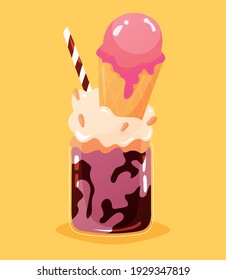 Milkshake with pink ice cream cone