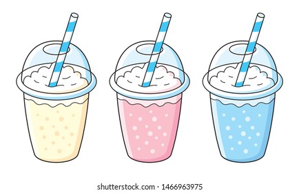 Milkshake plastic cups isolated vector