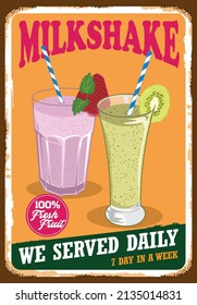 Milkshake poster vector illustration in retro vintage style, perfect for walldecor design