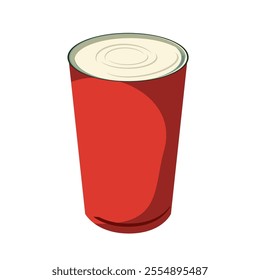 Milkshake in red paper cup. Vector illustration