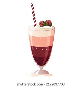 Milkshake. Milkshake with roses. Pink cocktail. Vector illustration	
