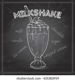Milkshake sketch on a black board