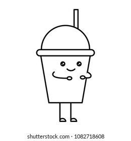 milkshake with straw delicious drink kawaii character
