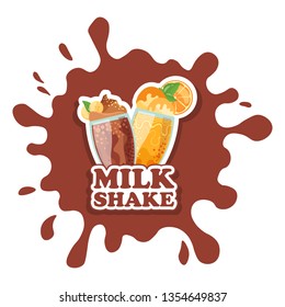 Milkshake, summer drinks logo on white background