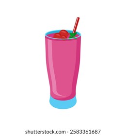 Milkshake, Summer Flat Vector Illustration. Isolated