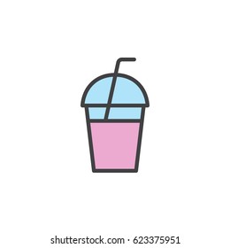 Milkshake takeaway cup filled outline icon, line vector sign, linear colorful pictogram isolated on white. Symbol, logo illustration. Editable stroke. Pixel perfect