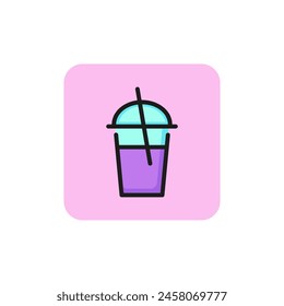 Milkshake takeaway line icon. Ice coffee, glass, smoothie. Drink concept. Can be used for topics like menu, bar, coffee shop