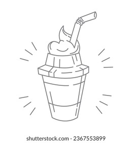 Milkshake thin line icon on white background