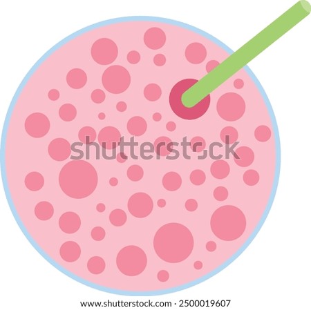 Milkshake Top view, glass isolated on white background. 