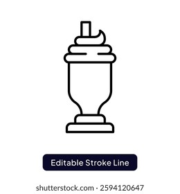 Milkshake Vector for Creamy Beverage Lovers. Chocolate, vanilla, or strawberry shake illustration, cold dessert drink concept. Outline icon