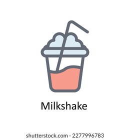 Milkshake Vector      Fill outline Icons. Simple stock illustration stock