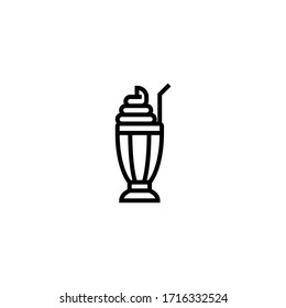 Milchshake-Vektorillustration-Symbol auf linearem Hintergrund, Kontursymbol einzeln auf weißem Hintergrund