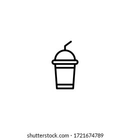 Milkshake vector icon in linear, outline icon isolated on white background