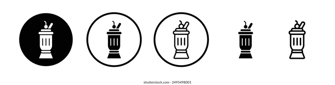 Milkshake vector icon set in black and white color.