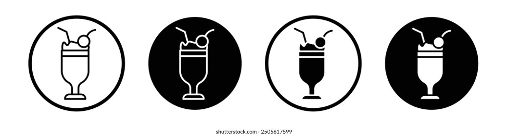 Milkshake vector icon set black filled and outlined style.