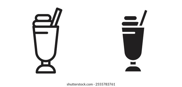 Milkshake vector icon set in black color.