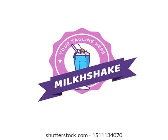 Milkshake vintage logo design. Retro logo vector.
