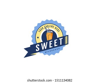 Milkshake vintage logo design. Retro logo vector.