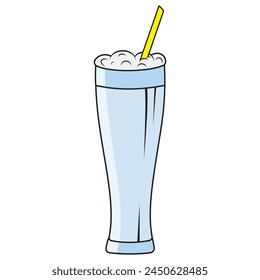 Milkshake with whipped cream and cherry photo-realistic vector