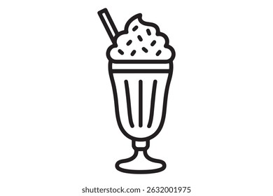 Milkshake com chantilly e polvilhos isolados sobre fundo branco