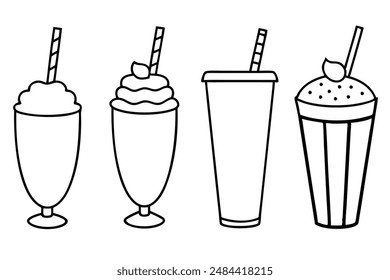 Milkshakes artistic line art elegant drink display