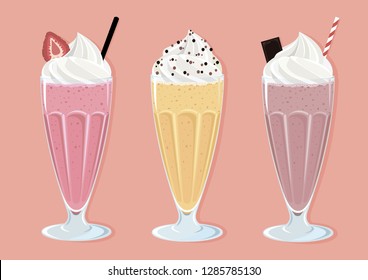 milkshakes cocktails vector illustration