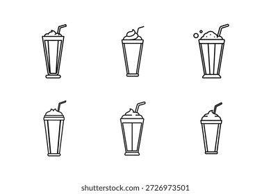 milkshakes icon line art vector illustration isolated