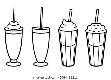 Milkshakes line art design charming dessert collection