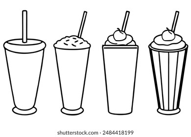 Milkshakes line art illustration stylish dessert decor