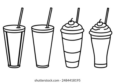 Milkshakes line art sketch minimalist drink artwork