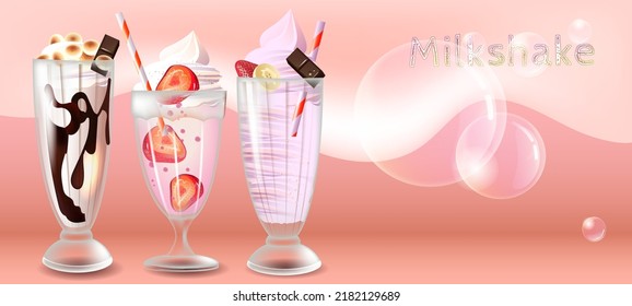 Los batidos en un fondo rosado.
