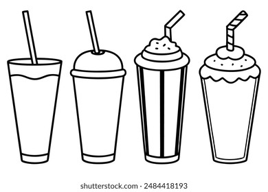 Milkshakes simple line art refined drink accessory