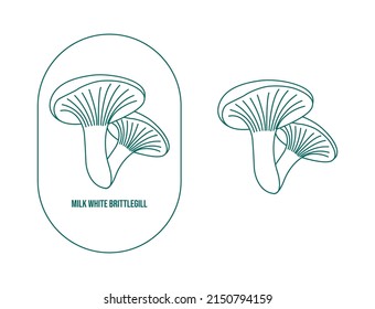 milk-white brittlegill mushroom line art vector illustration 