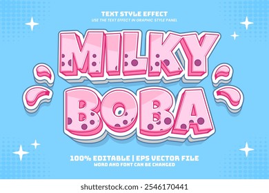 Milky Boba 3D flat cartoon style editable text effect