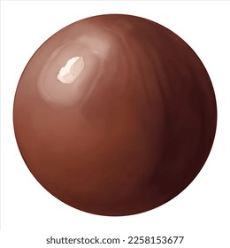 Milky Chocolate Ball Isolated Detailed Hand Drawn Painting Illustration