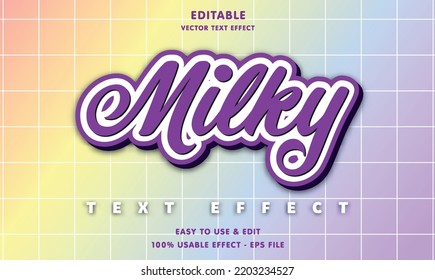 milky editable text effect with modern and simple style, usable for logo or campaign title