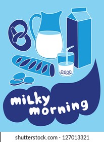 milky morning card design. vector illustration