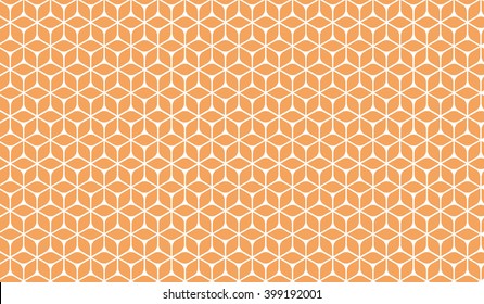 Milky orange abstract isometric pattern - repeat petals, triangular matrix structure. Good for textile, t-shirt design, web and print template, background, cover, poster, label.