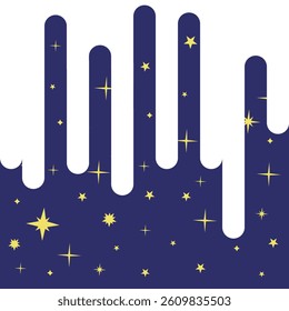 Milky substance drips and flows on the starry sky. Flowing paint on a starry background. EPS 10.