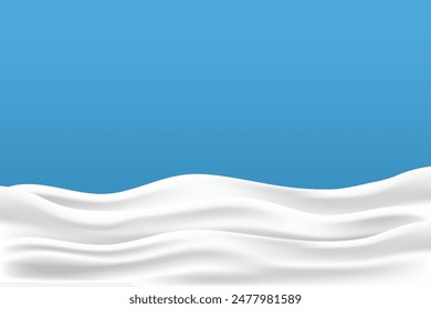 milky waves on a blue background. additional milk theme design elements