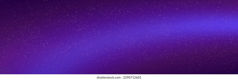 Milky way. Beautiful starry outer space. Wide cosmos texture with realistic stars. Northern lights with color rays. Space wallpaper with stardust effect. Vector illustration.