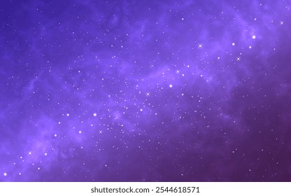 Milky way. Beautiful starry trail. Color nebula with shiny stars. Purple cosmos wallpaper. Magic space gradient with constellation. Glowing universe with soft light. Vector illustration.