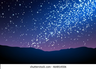 Milky Way. Desert Night. Beautiful Night Sky With Stars. Night Landscape With Milky Way.