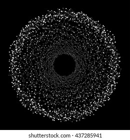 Milky Way Donut Abstract Background. Rounded vector constellations. White Dots and lines in hole.