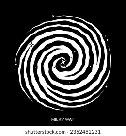 Milky way galaxy black and white line art vactor illustration