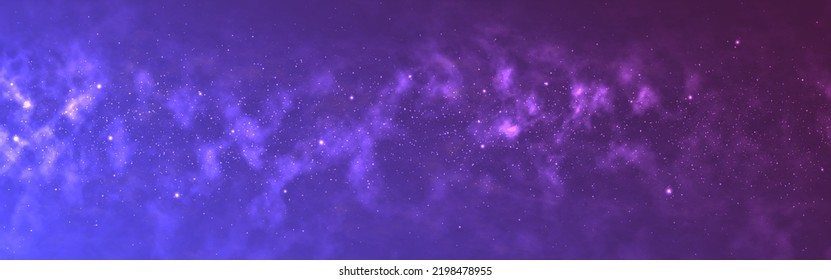 Milky way galaxy. Realistic beautiful space texture. Wide cosmos with color nebula. Deep luminous universe with bright stars. Outer space wallpaper. Glowing constellations. Vector illustration.