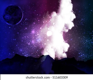 Milky Way Galaxy in the starry night sky