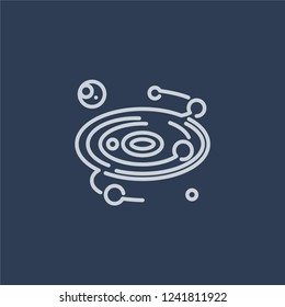Milky way icon. Milky way linear design concept from Astronomy collection. Simple element vector illustration on dark blue background.