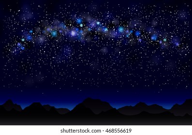 Milky way in the mountains. Night starry sky background.