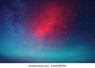 Vía Láctea y luces polares. Dorora azul polares. Cielo estrellado de noche roja